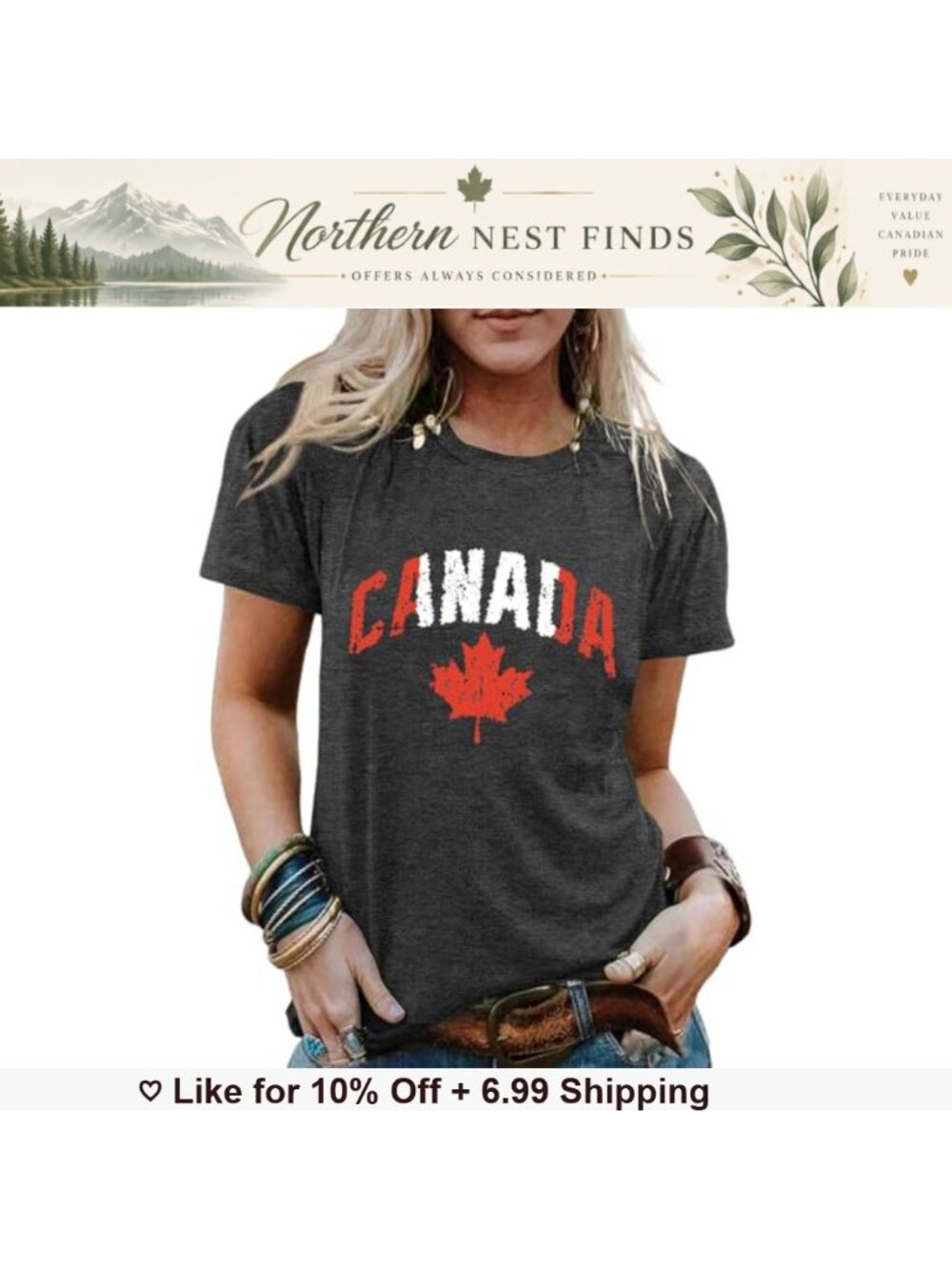 Canada Flag Maple Leaf Graphic T Shirt Cotton Blend Crew Neck Short Sleeve